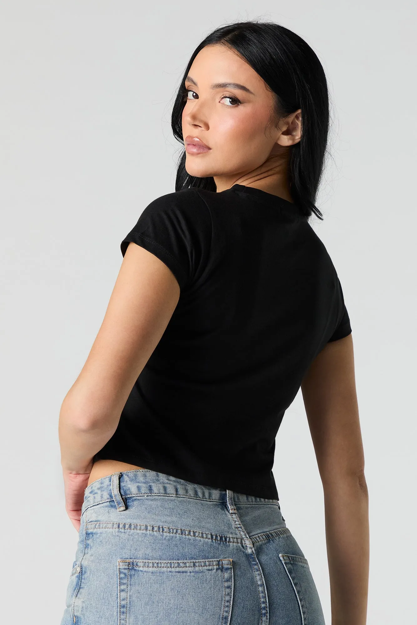 Chérie Embroidered Cropped T-Shirt sold by Urban Planet product image thumbnail 2