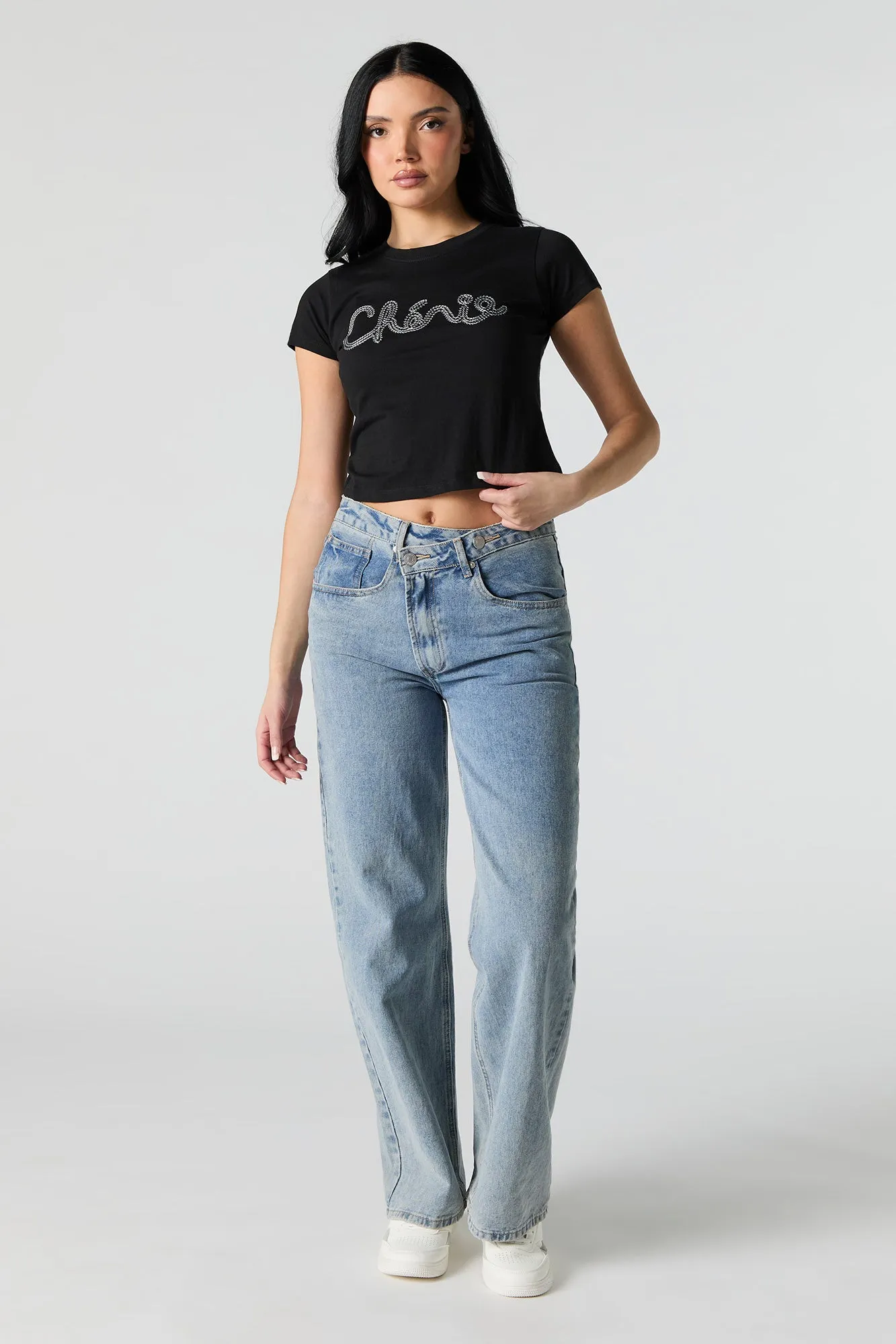 Chérie Embroidered Cropped T-Shirt sold by Urban Planet product image thumbnail 3