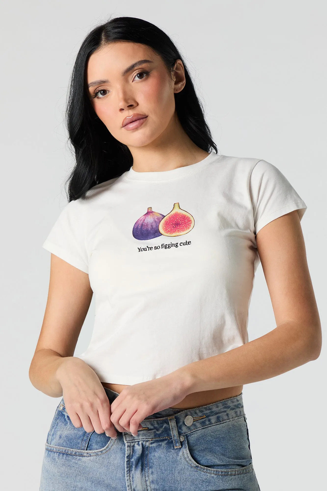 T-shirt court avec motif brodé So Figging Cute sold by Urban Planet