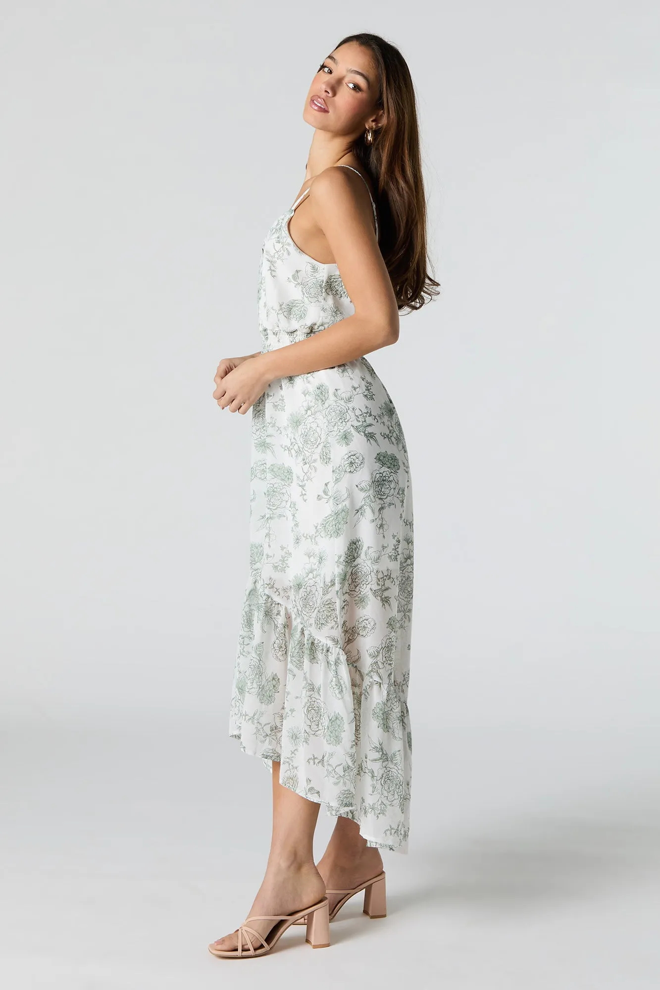 Floral Chiffon High Low Midi Dress sold by Urban Planet product image thumbnail 3