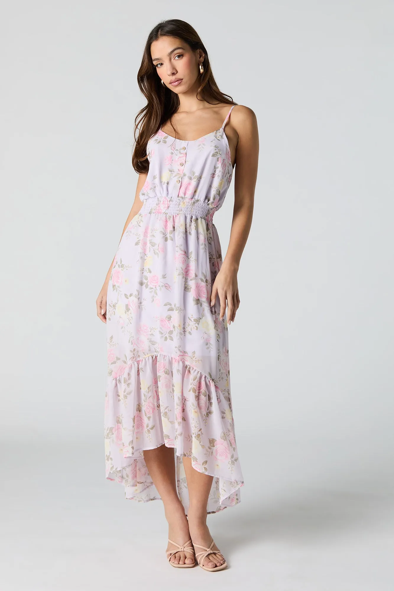 Robe midi asymétrique fleurie en chiffon sold by Urban Planet product image thumbnail 4