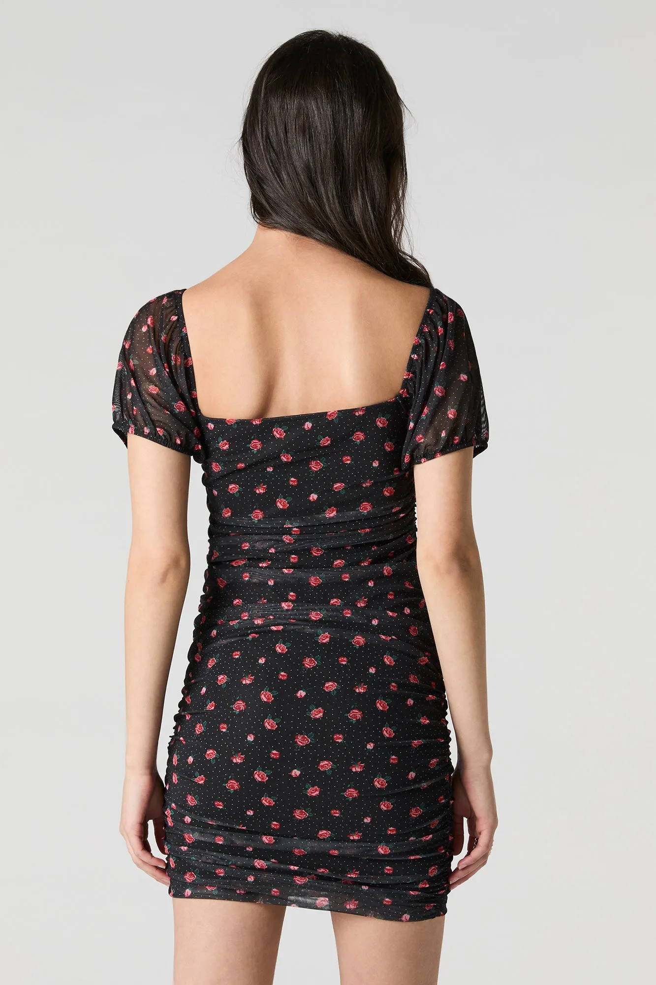 Mesh Ruched Puff Sleeve Mini Dress sold by Urban Planet product image thumbnail 5