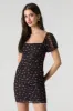 Mesh Ruched Puff Sleeve Mini Dress sold by Urban Planet