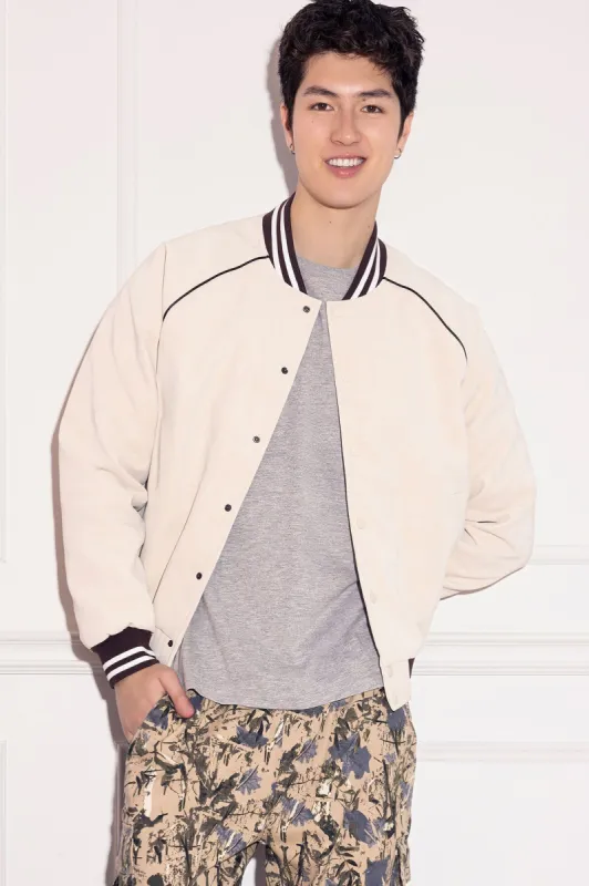 Faux Suede Varsity Jacket sold by Urban Planet