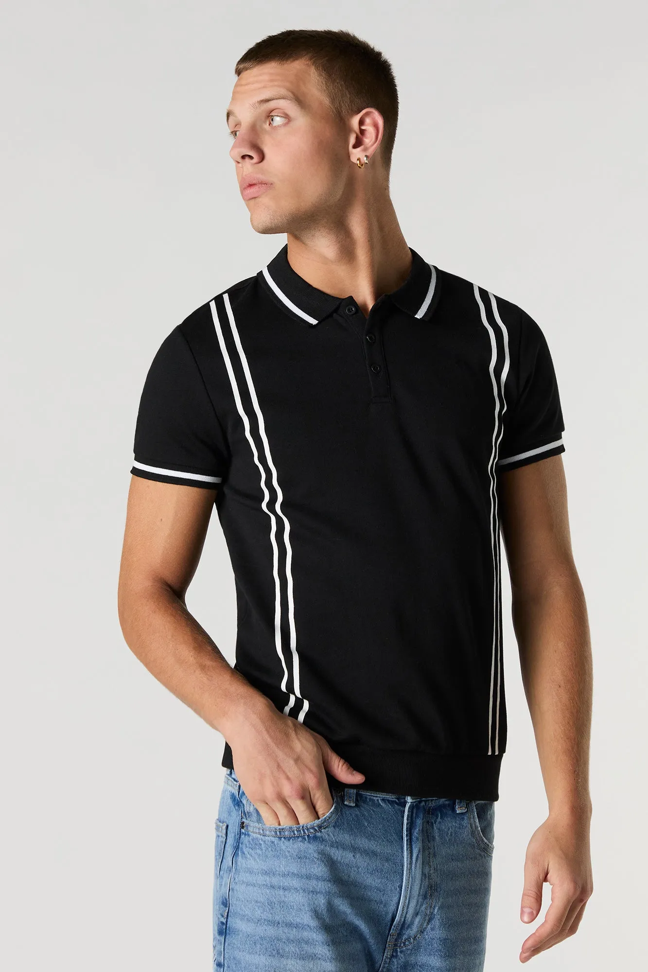 Contrast Stripe Polo T-Shirt sold by Urban Planet