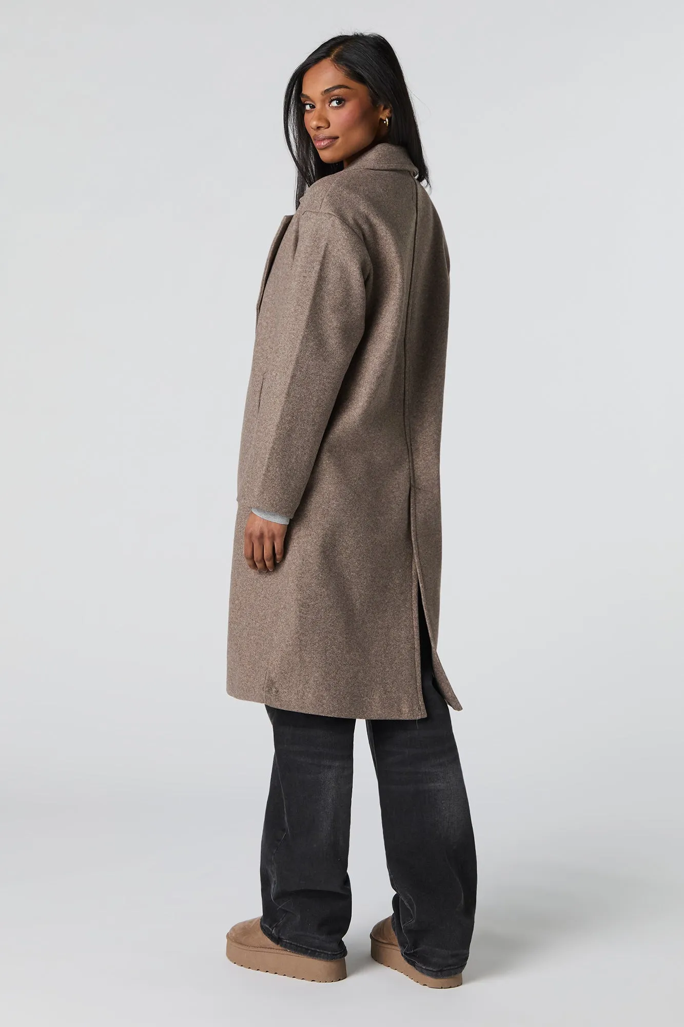 Single Button Collared Midi Coat sold by Urban Planet product image thumbnail 3