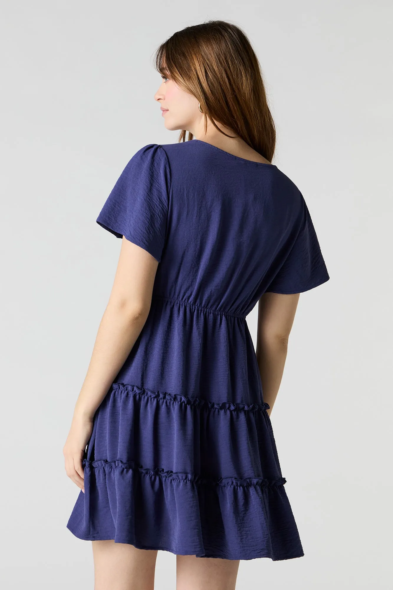Button Front Short Sleeve Tiered Mini Dress sold by Urban Planet product image thumbnail 2