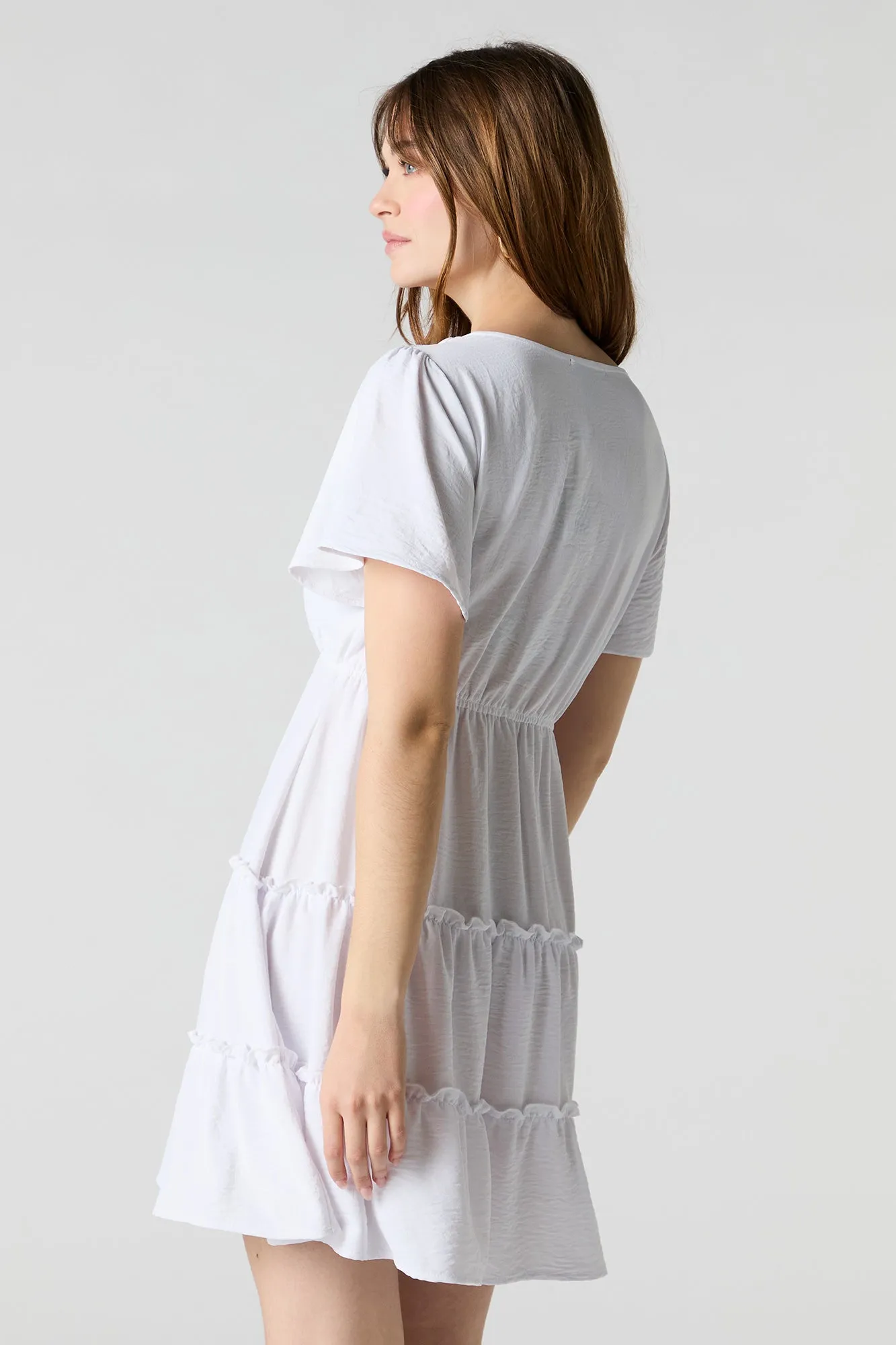 Button Front Short Sleeve Tiered Mini Dress sold by Urban Planet product image thumbnail 5