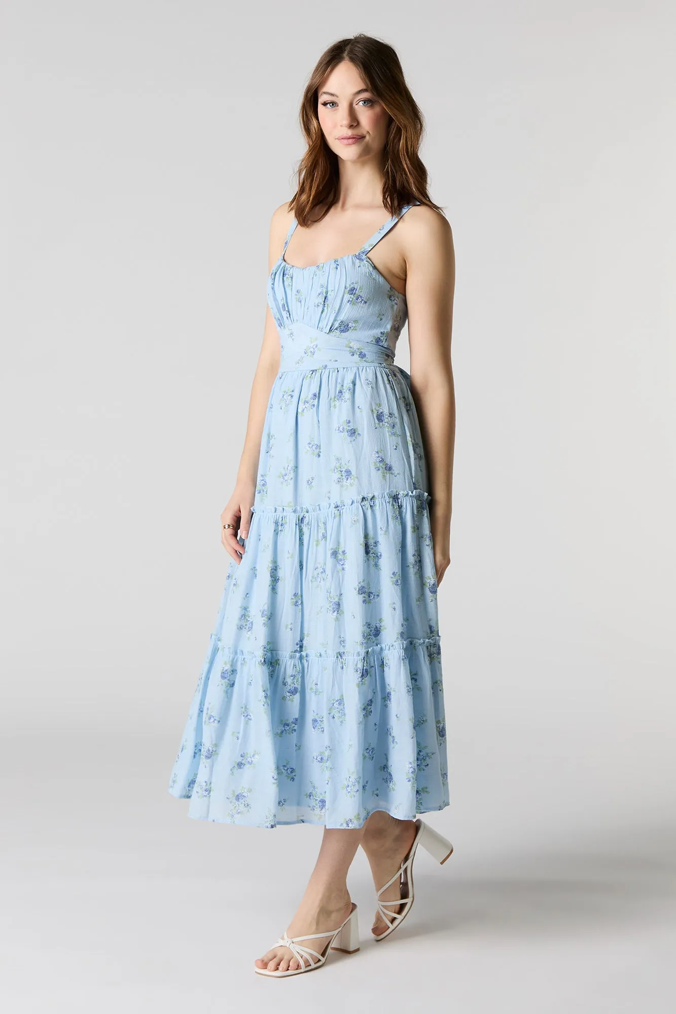 Tie Waist Tiered Midi Dress sold by Urban Planet product image thumbnail 2