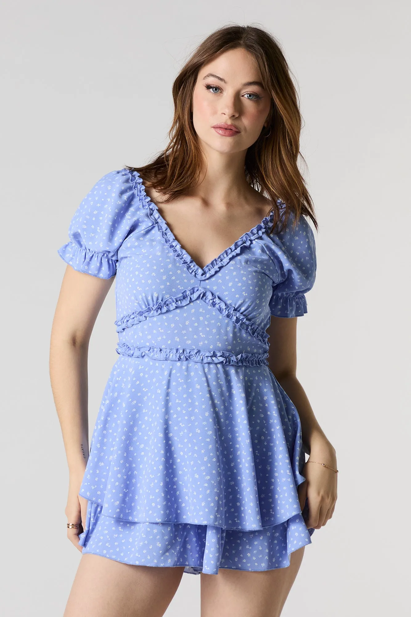Ruffle Trim Tiered Romper sold by Urban Planet product image thumbnail 4