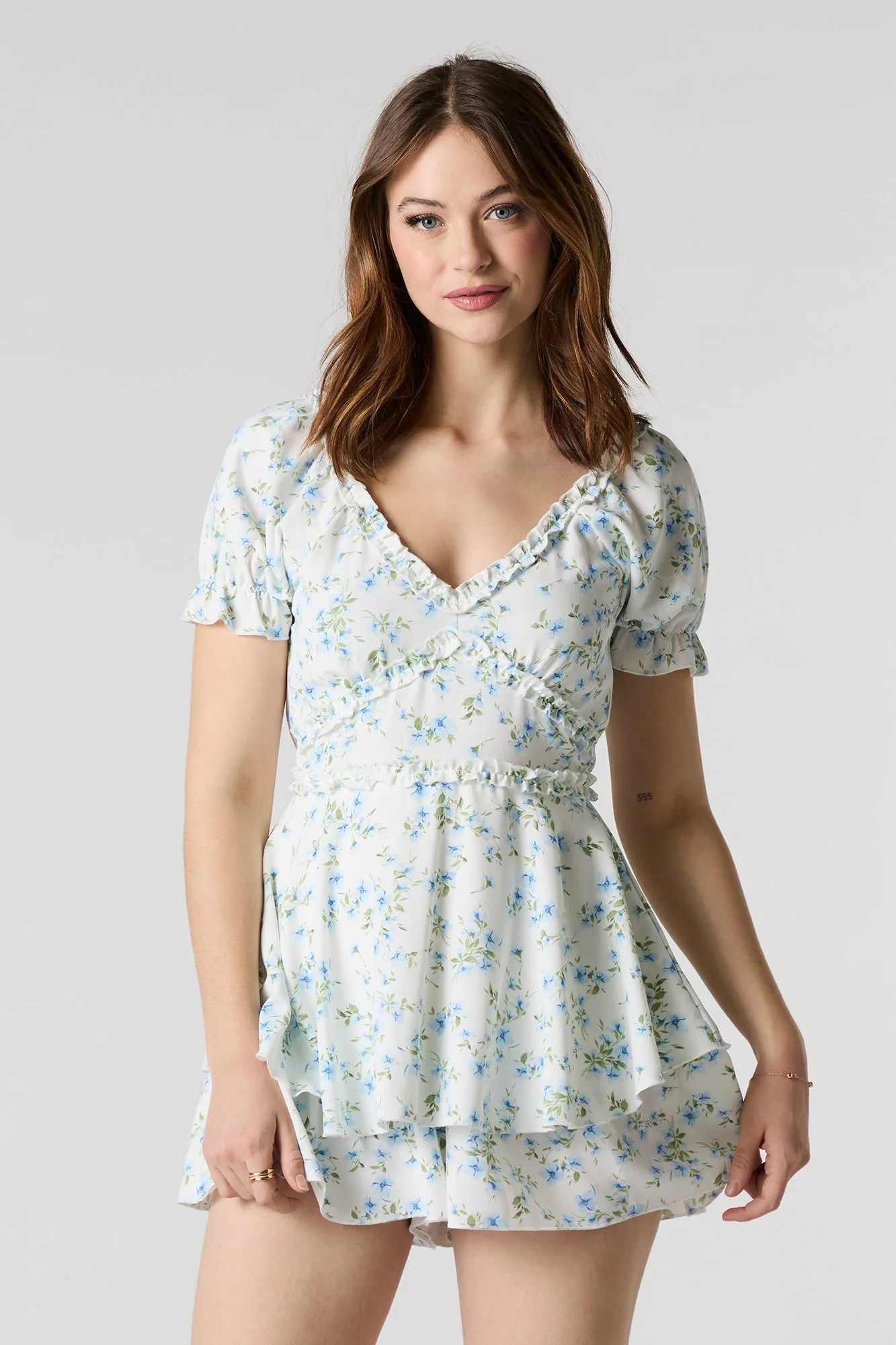 Ruffle Trim Tiered Romper sold by Urban Planet product image thumbnail 5