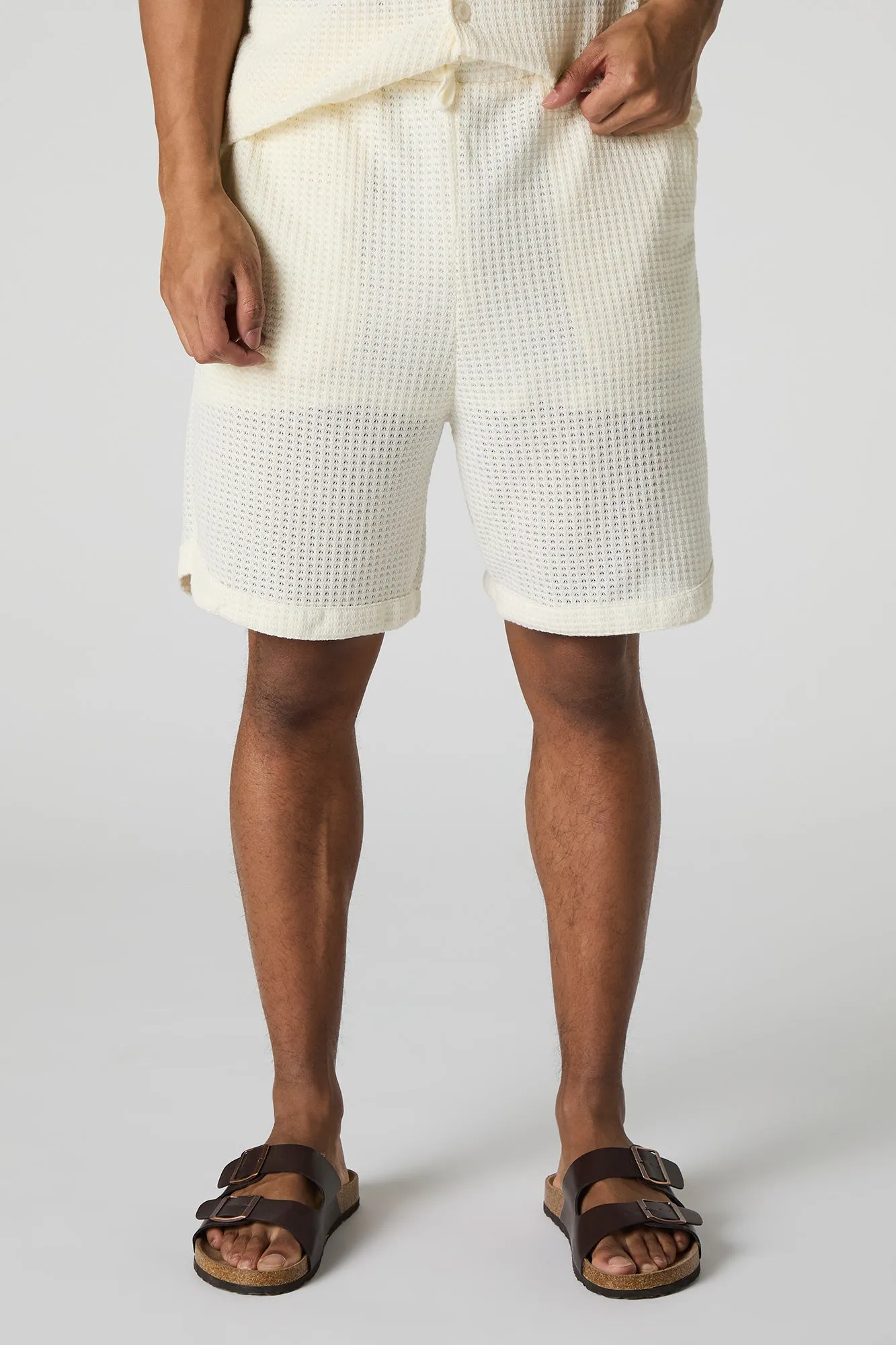 Short en tricot gaufré texturé à taille coulissante sold by Urban Planet product image thumbnail 4