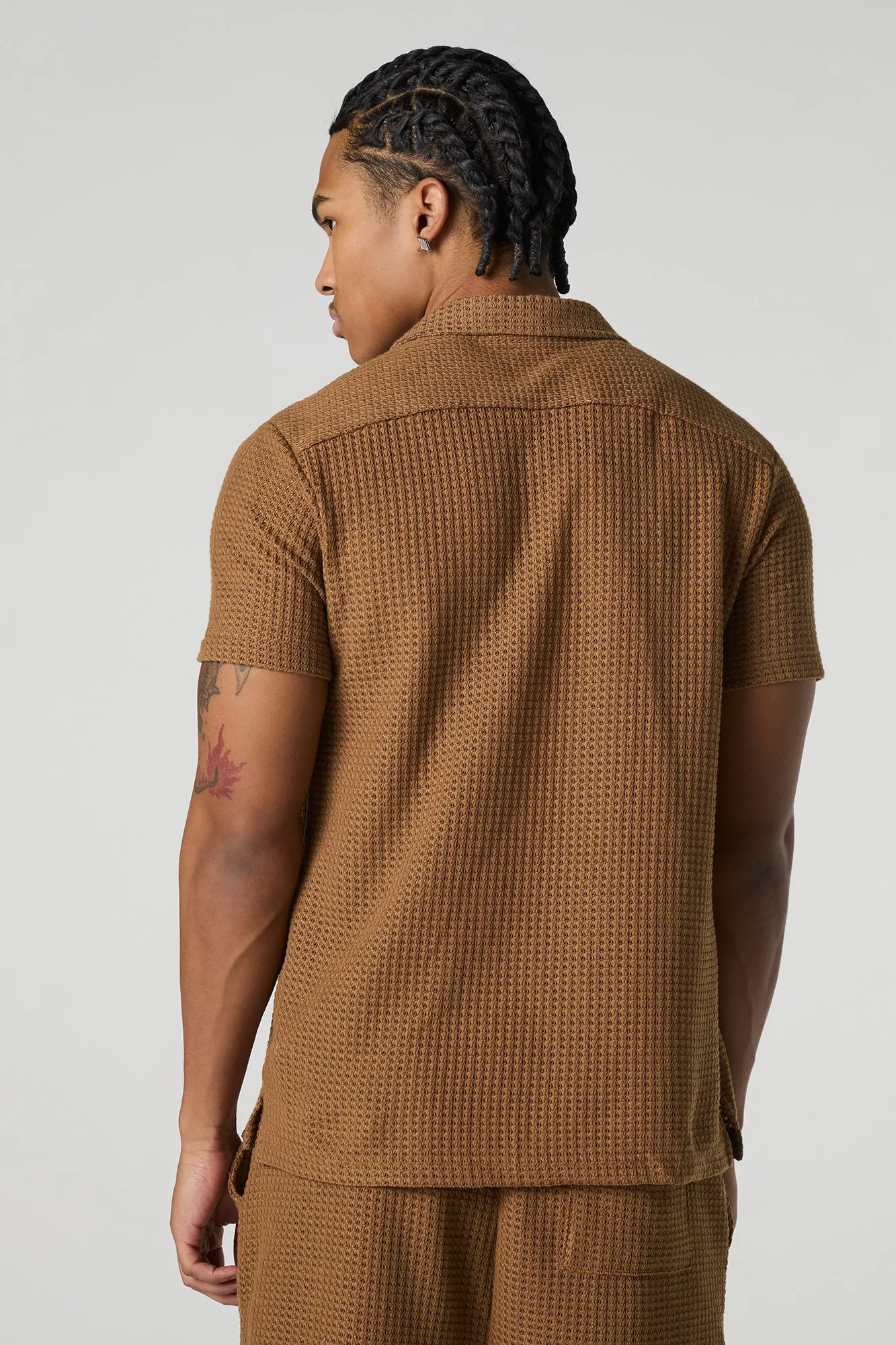 Textured Waffle Knit Button-Up Top sold by Urban Planet product image thumbnail 2