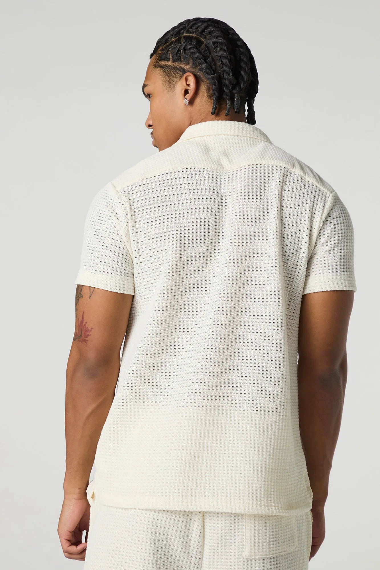 Textured Waffle Knit Button-Up Top sold by Urban Planet product image thumbnail 4