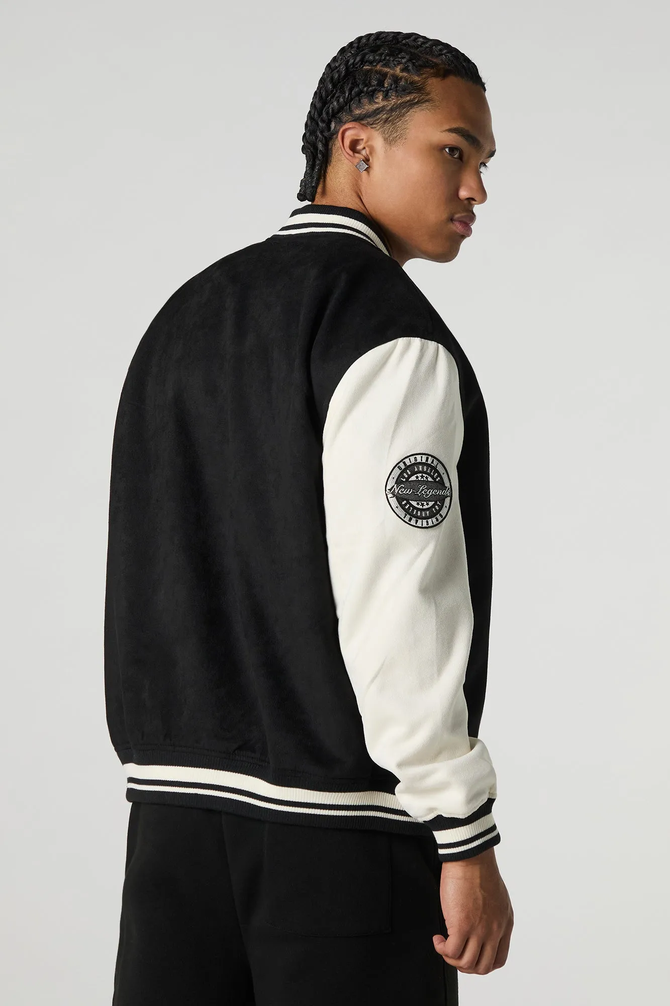 Faux Suede Embroidered Varsity Jacket sold by Urban Planet product image thumbnail 5