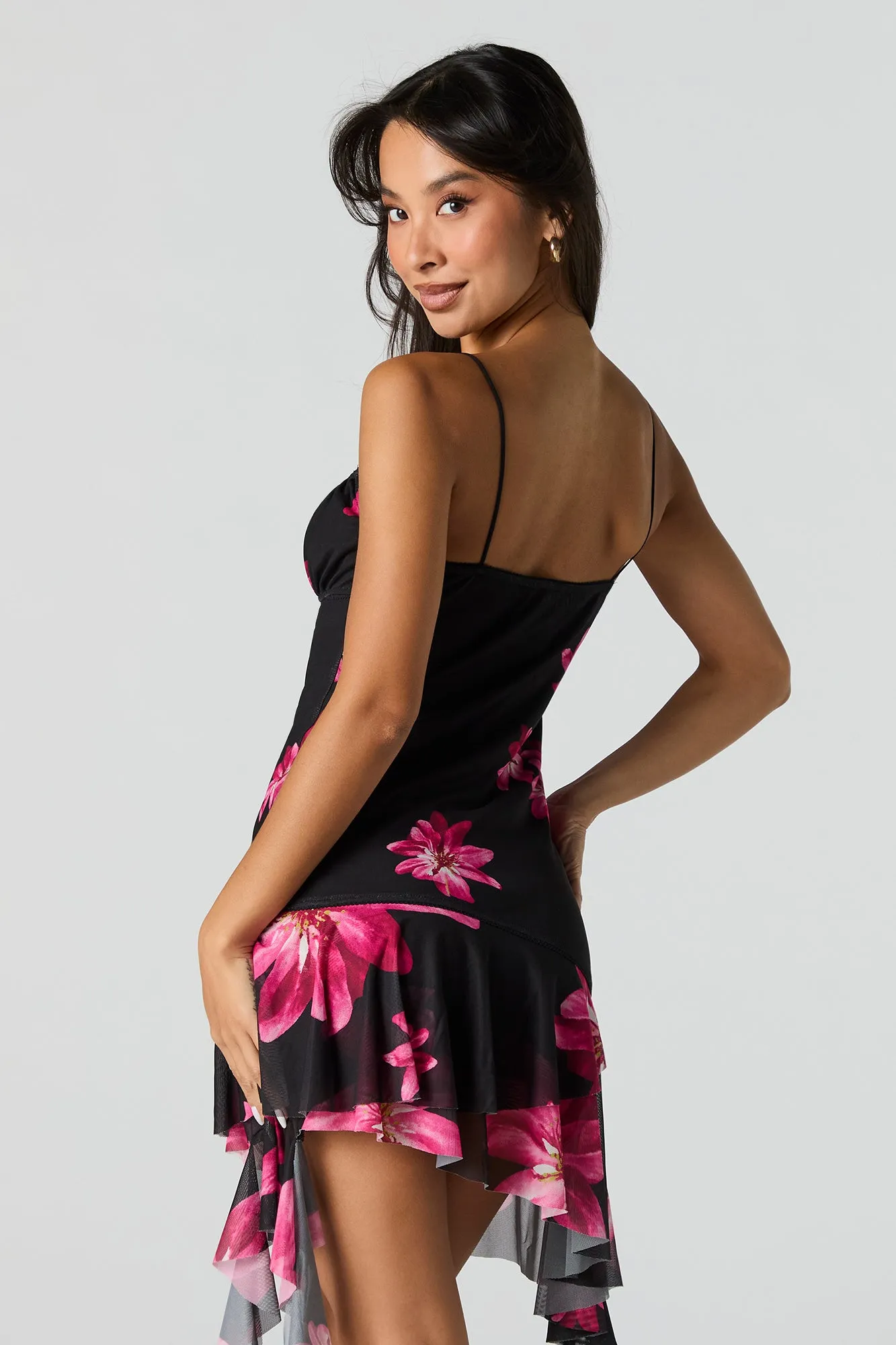 Mesh Asymmetrical Ruffle Mini Dress sold by Urban Planet product image thumbnail 5