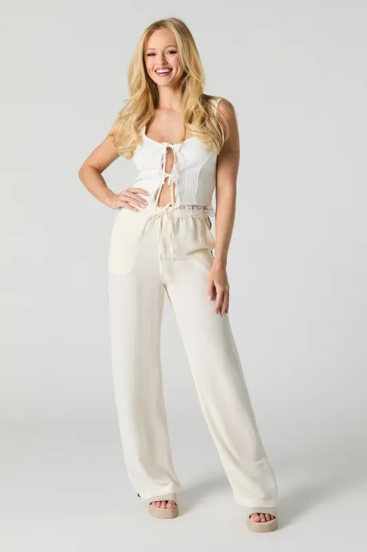 Side Striped Drawstring Wide Leg Pant sold by Urban Planet
