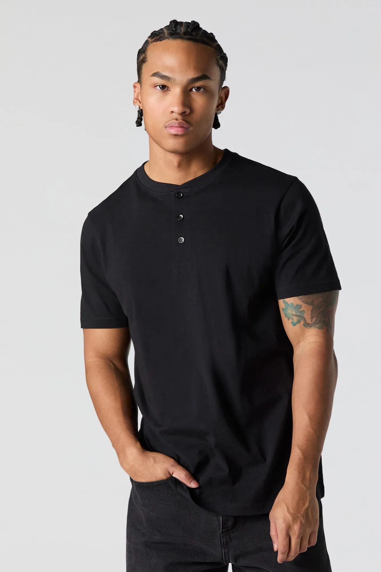 T-shirt Henley uni sold by Urban Planet product image thumbnail 4