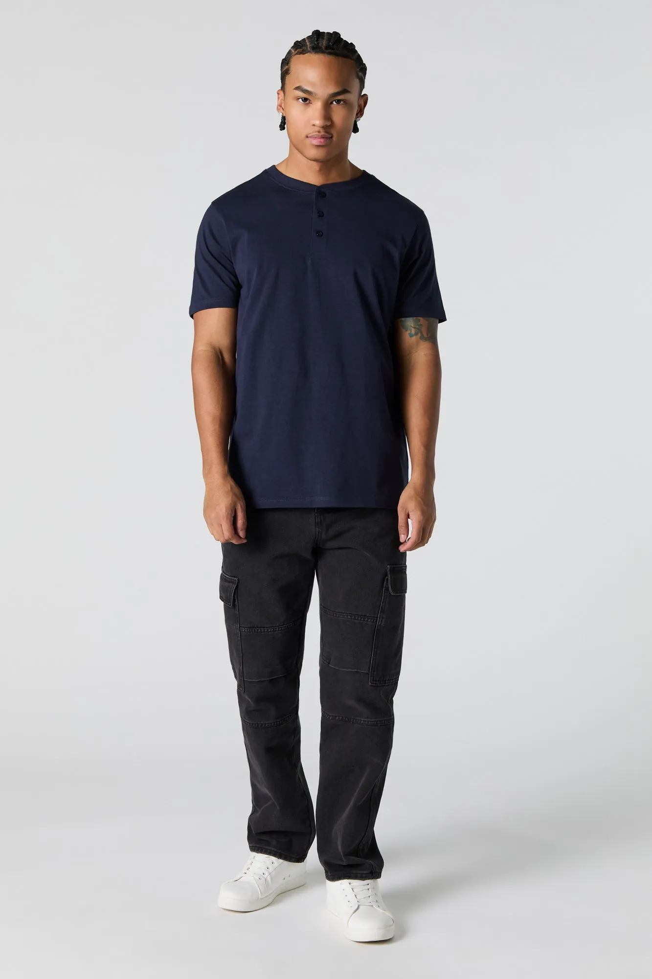 T-shirt Henley uni sold by Urban Planet product image thumbnail 3