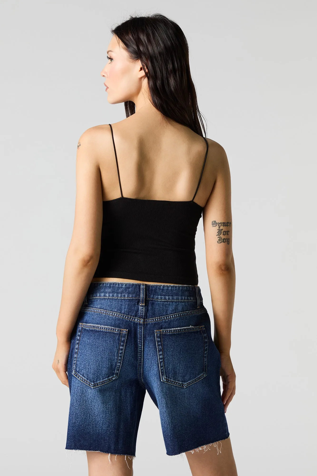 Dark Wash Frayed Jort sold by Urban Planet product image thumbnail 2