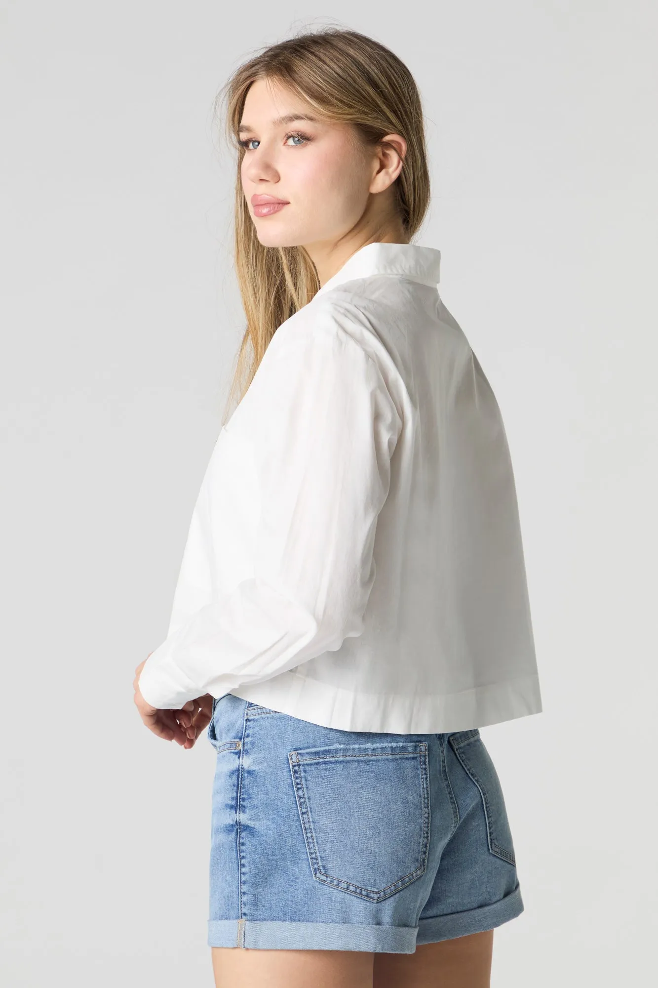 Medium Wash Rolled Hem Stretch Denim Short sold by Urban Planet product image thumbnail 2