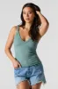 Seamless Ribbed V-Neck Tank with Built-In Cups sold by Urban Planet