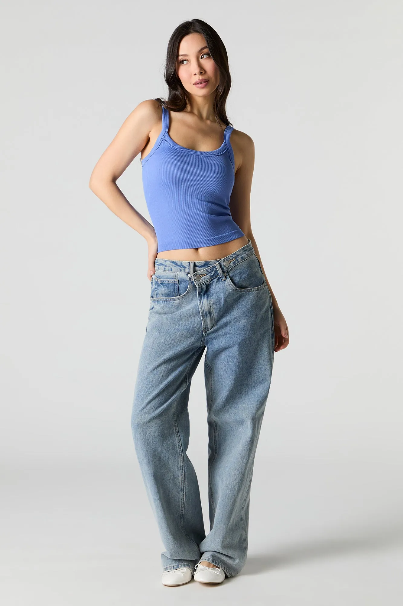 Seamless Ribbed Scoop Neck Tank sold by Urban Planet product image thumbnail 3