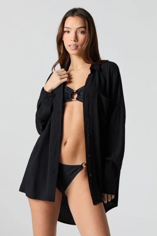 Haut boutonné surdimensionné couvre-maillot sold by Urban Planet