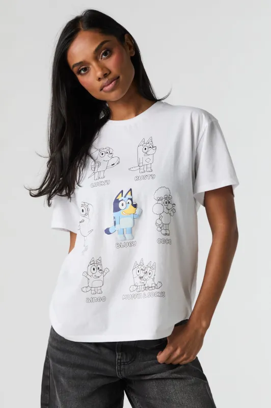 Bluey Puff Print Boyfriend T-Shirt sold by Urban Planet