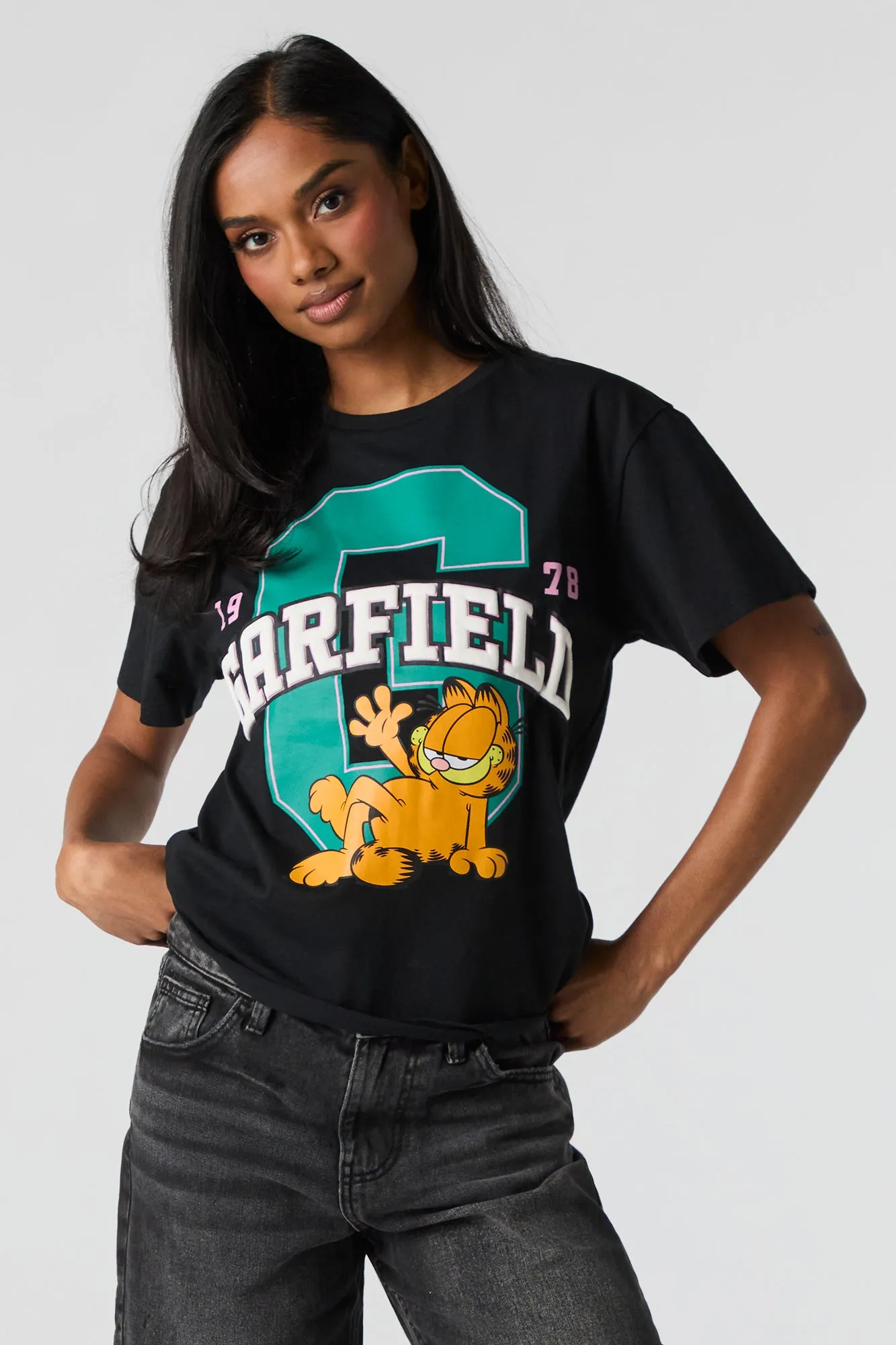 Garfield Puff Print Boyfriend T-Shirt sold by Urban Planet