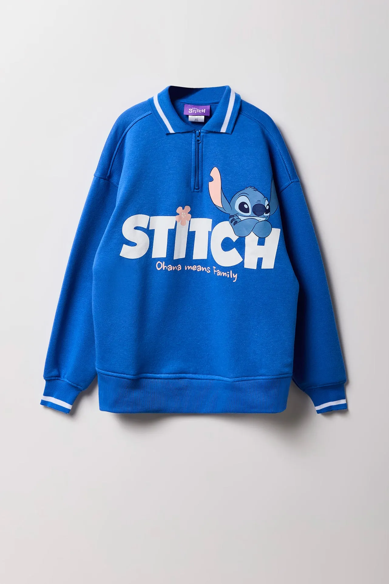 Girls Stitch Graphic Quarter Zip Fleece Sweatshirt sold by Urban Planet