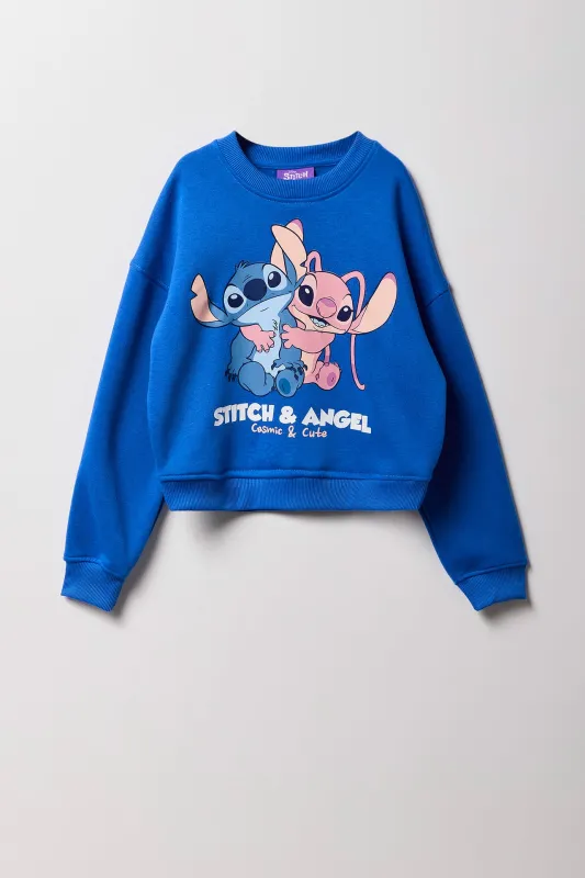 Girls Stitch & Angel Graphic Fleece Sweatshirt sold by Urban Planet