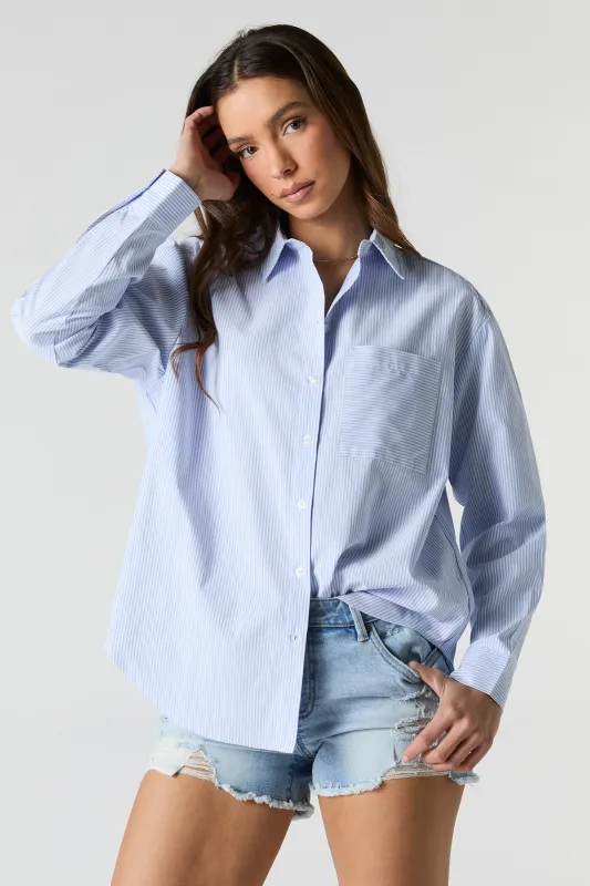 Striped Oversized Button-Up Top sold by Urban Planet