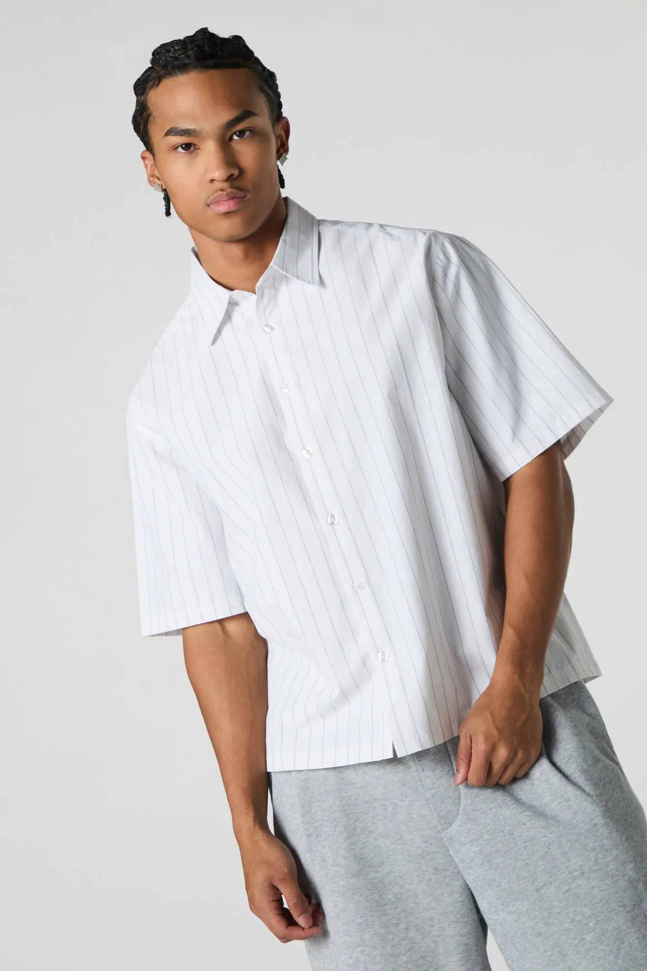 Striped Button-Up Boxy Top sold by Urban Planet product image thumbnail 5