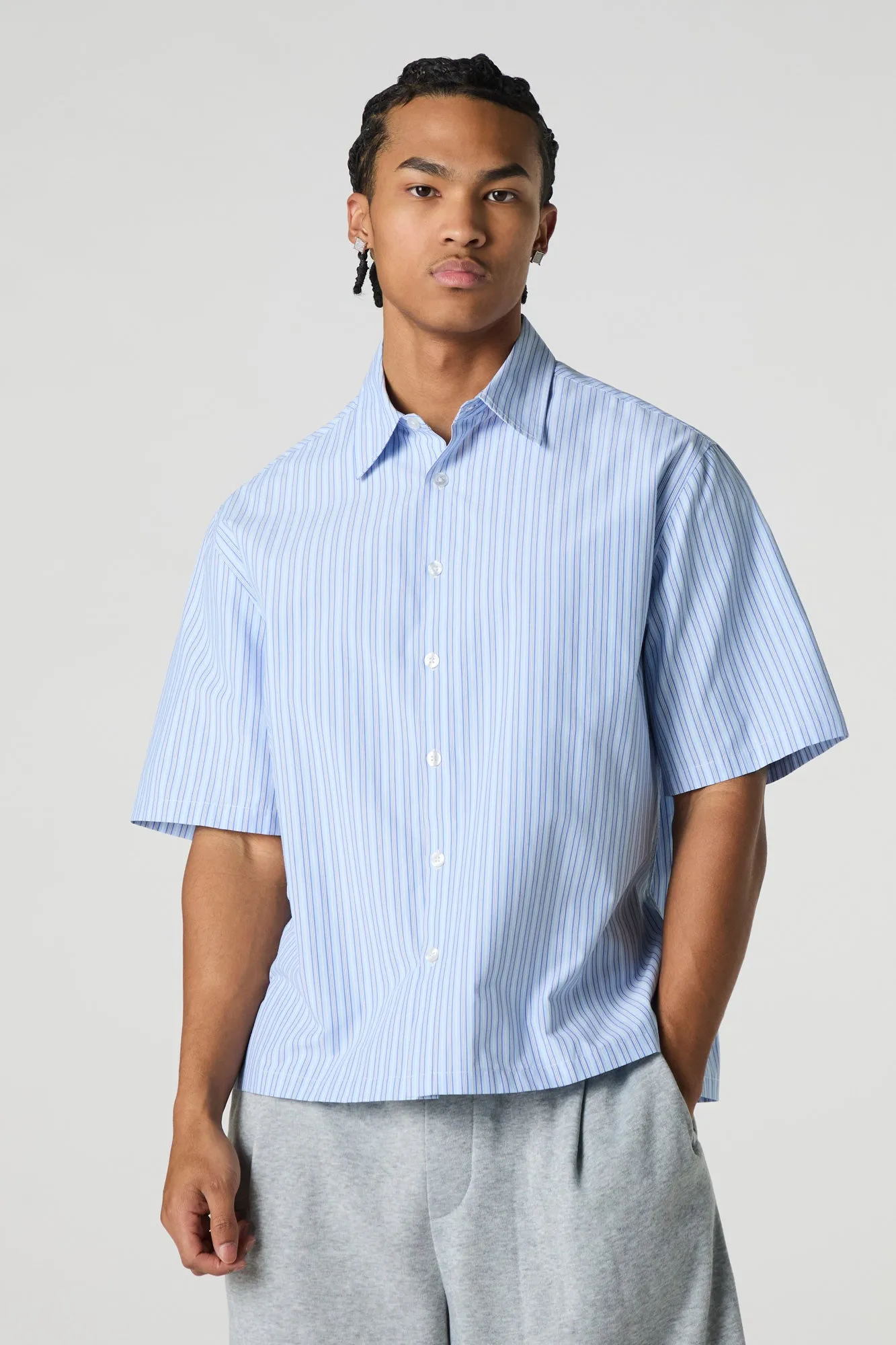 Striped Button-Up Boxy Top sold by Urban Planet product image thumbnail 4