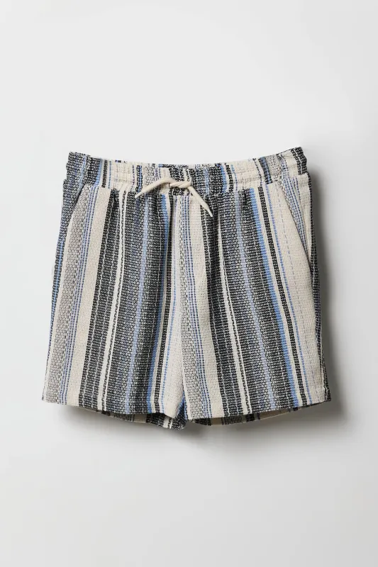 Short texturé rayé à taille coulissante pour garçon sold by Urban Planet