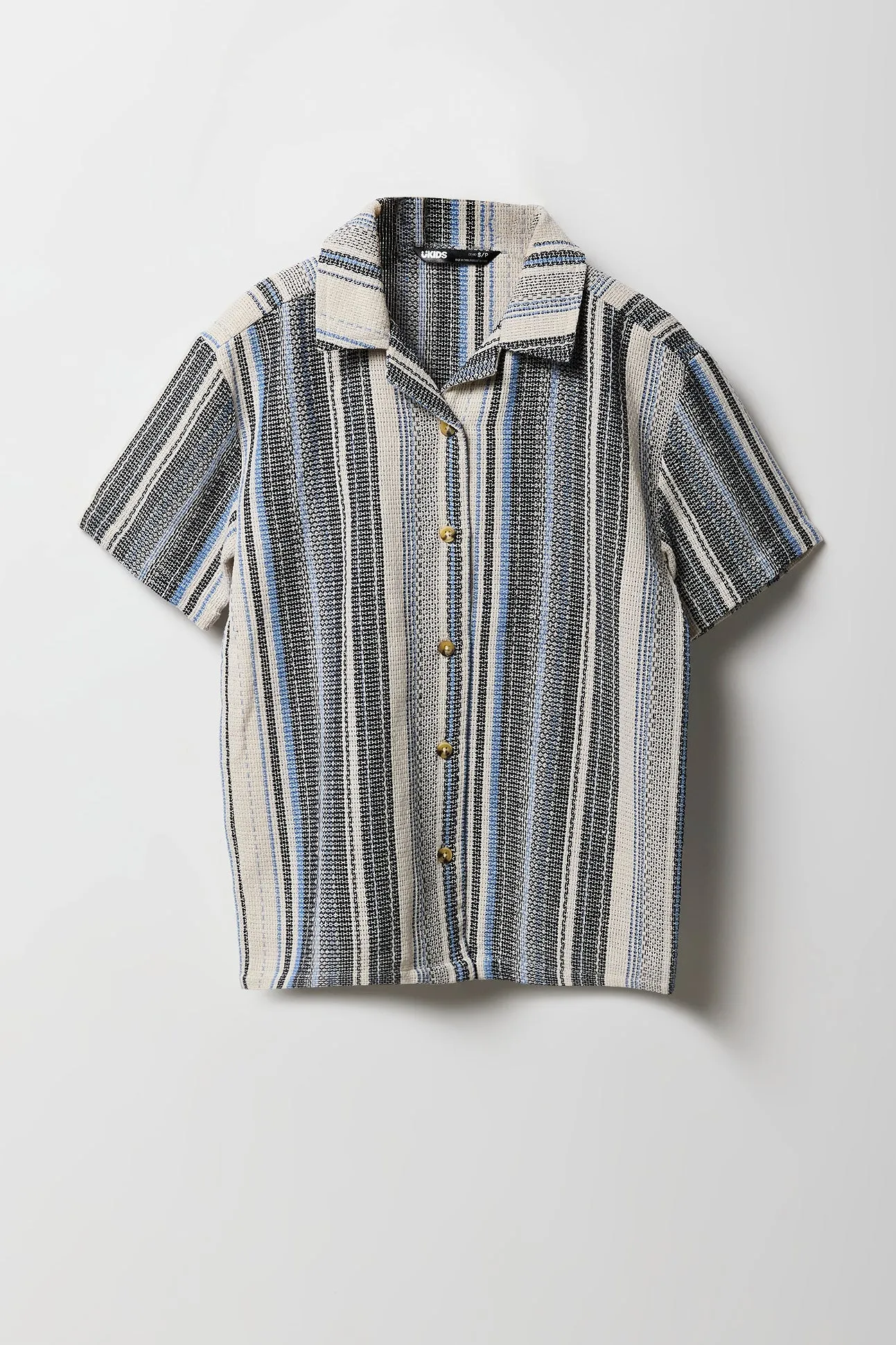 Boys Textured Striped Button-Up Top sold by Urban Planet