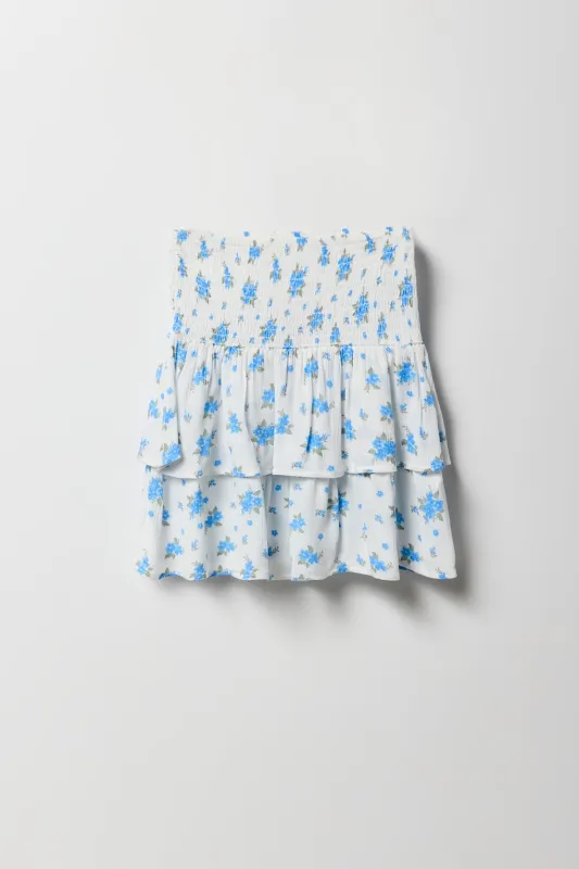Girls Floral Smocked Tiered Skort sold by Urban Planet