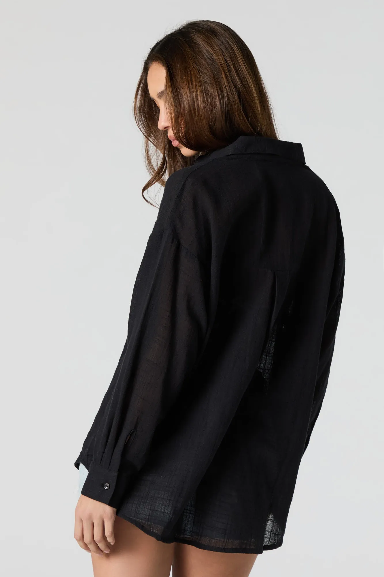 Oversized Button-Up Long Sleeve Top sold by Urban Planet product image thumbnail 5