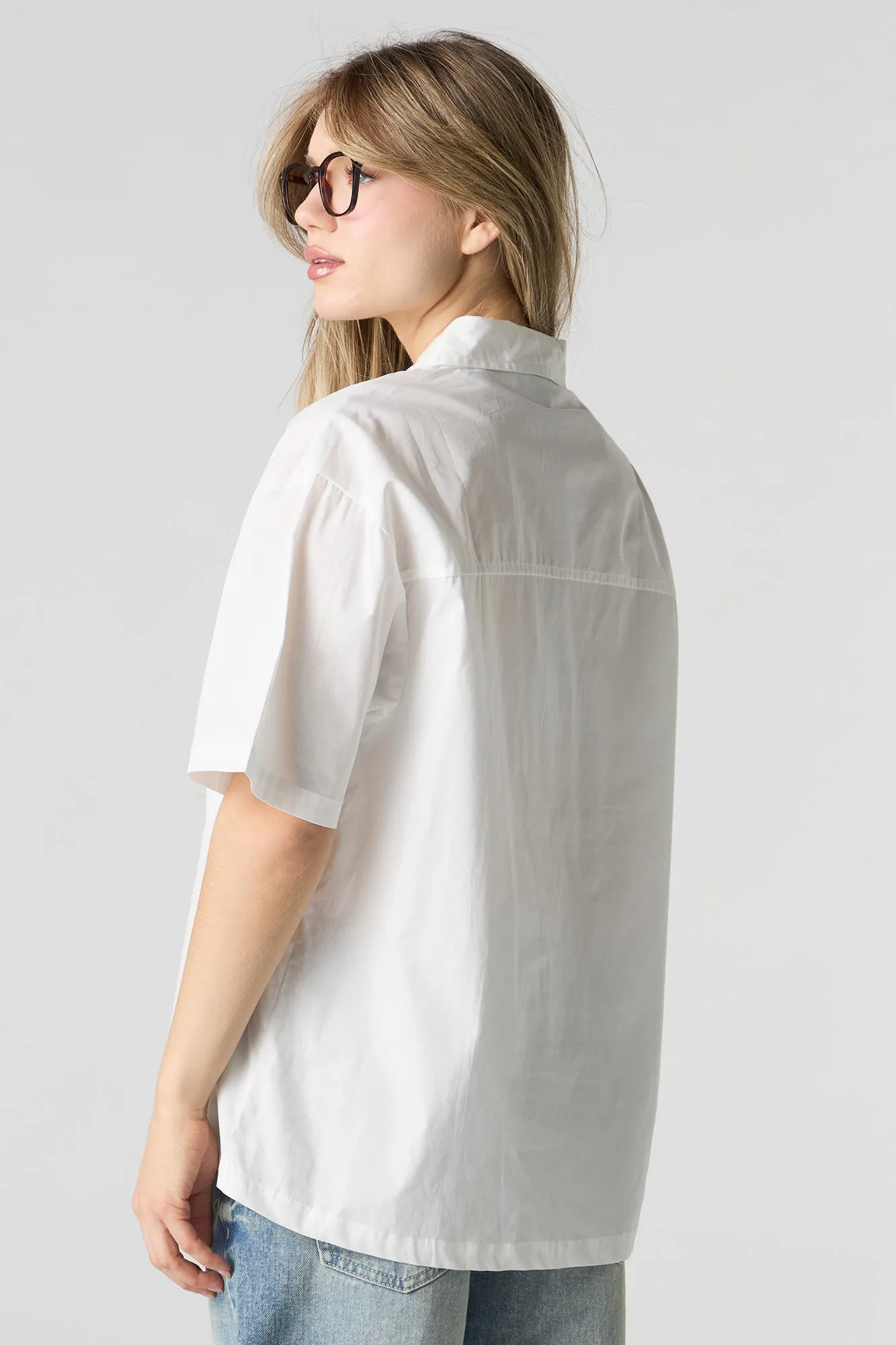 Haut boutonné en popeline surdimensionné sold by Urban Planet product image thumbnail 5