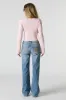 Bow Embroidered Low Rise Flare Jean sold by Urban Planet