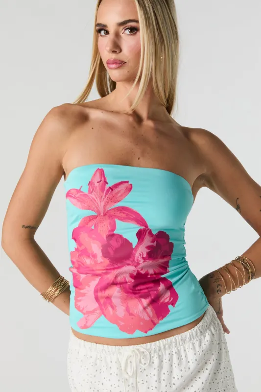 Flower Graphic Tube Top sold by Urban Planet