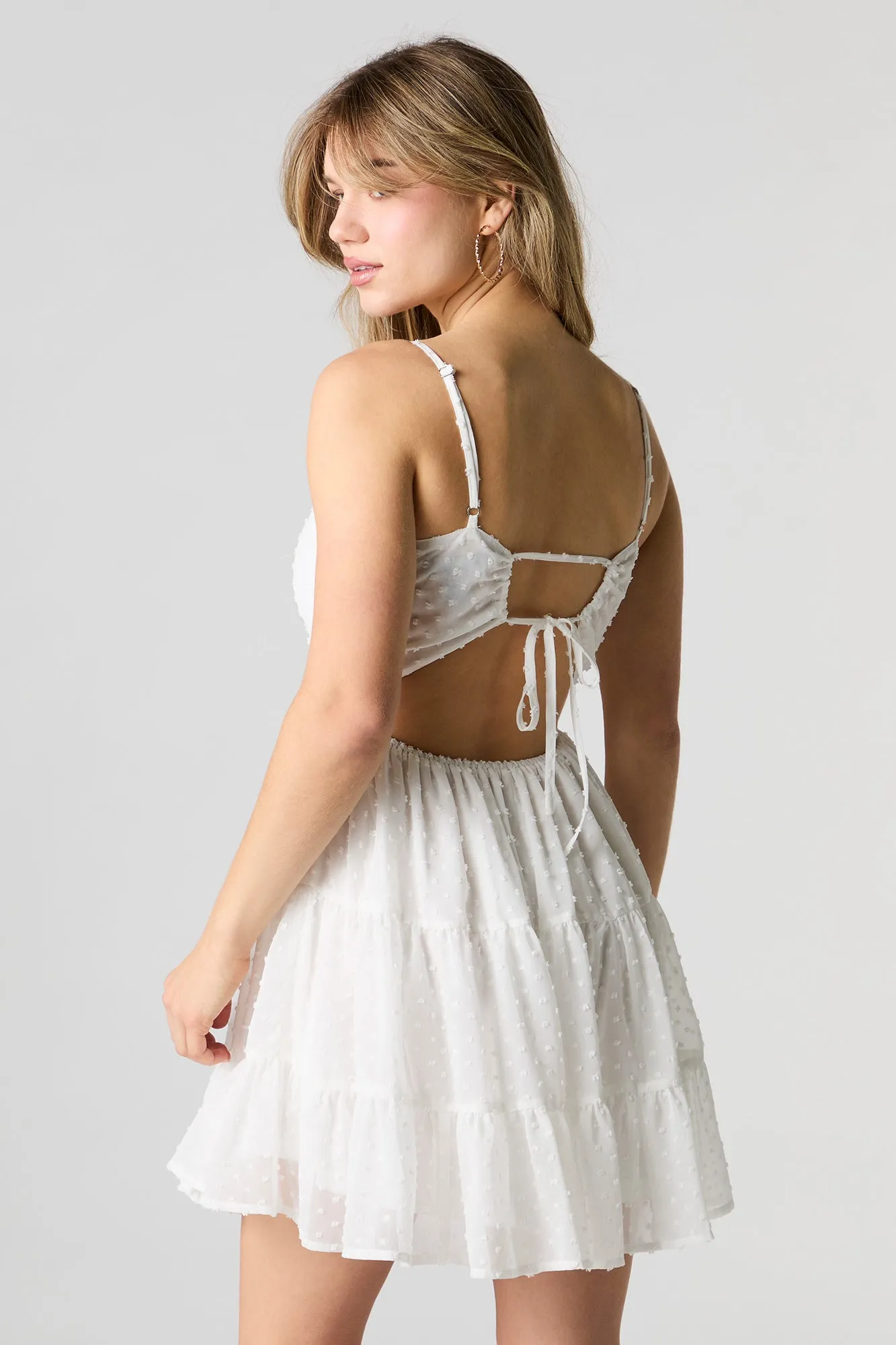 Swiss Dot Tiered Mini Dress with Built-In Cups sold by Urban Planet product image thumbnail 5