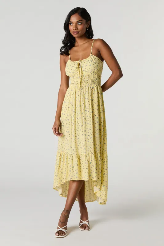 Floral Tie Front High Low Maxi Dress sold by Urban Planet