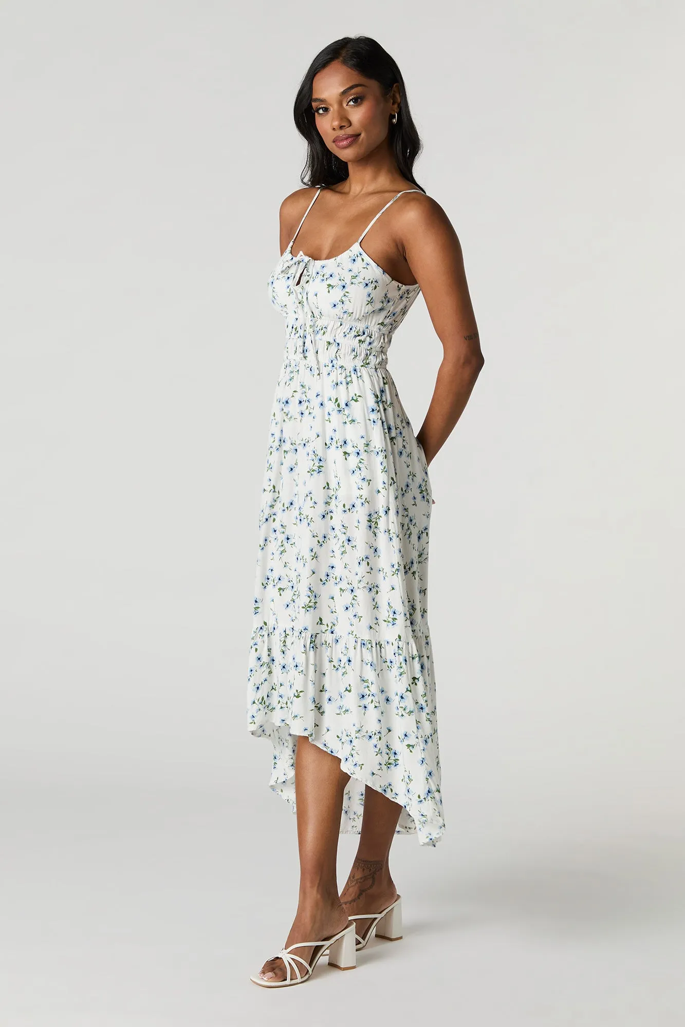 Floral Tie Front High Low Maxi Dress sold by Urban Planet product image thumbnail 5