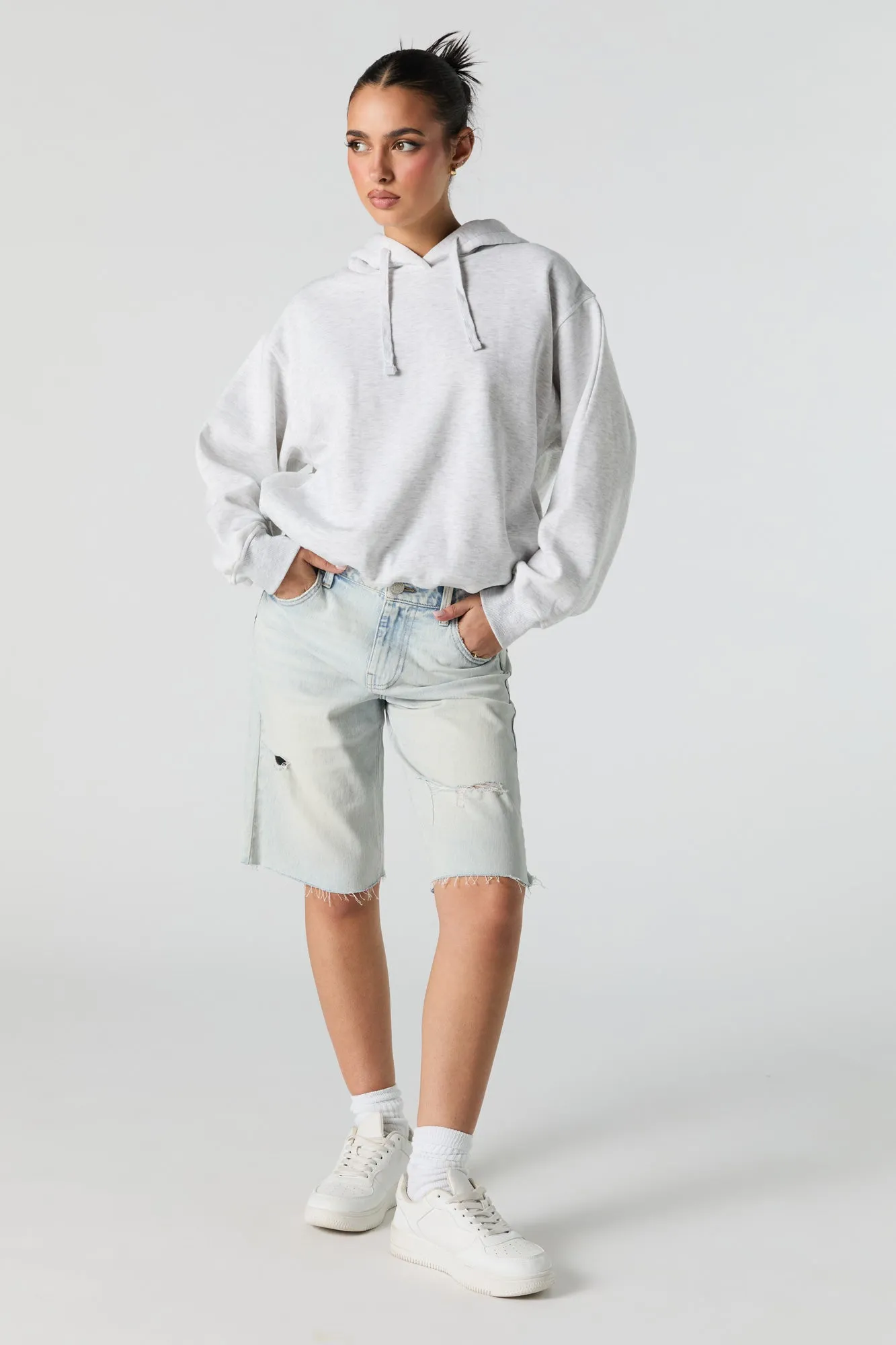 Light Wash Distressed Jort sold by Urban Planet