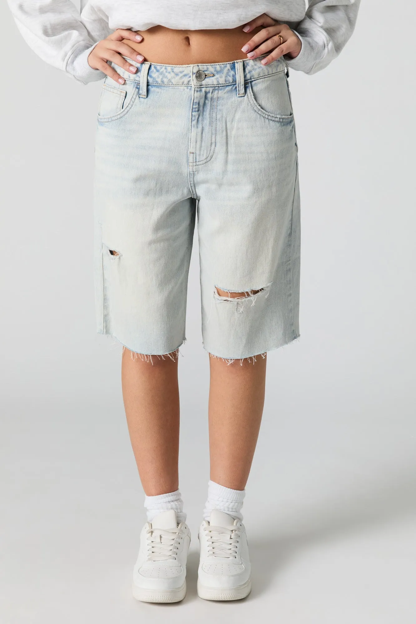 Light Wash Distressed Jort sold by Urban Planet product image thumbnail 2