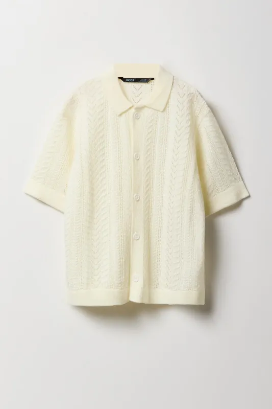 Haut boutonné en tricot ajouré avec motif pour garçon sold by Urban Planet