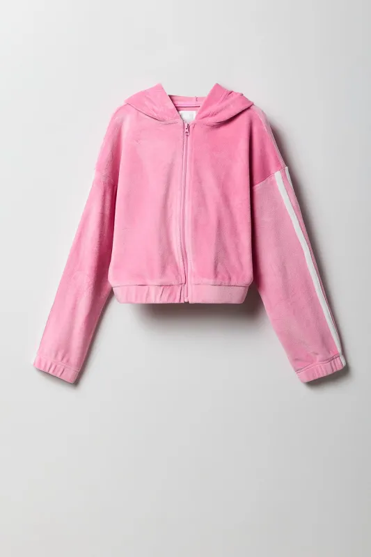 Haut à capuchon Active en velours avec fermeture à glissière pour fille sold by Urban Planet