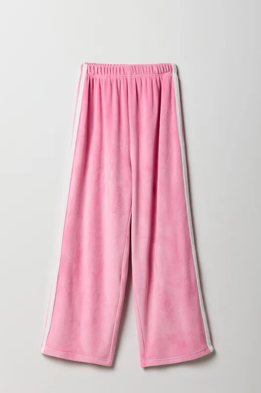 Girls Active Velour Side Striped Wide Leg Pant sold by Urban Planet